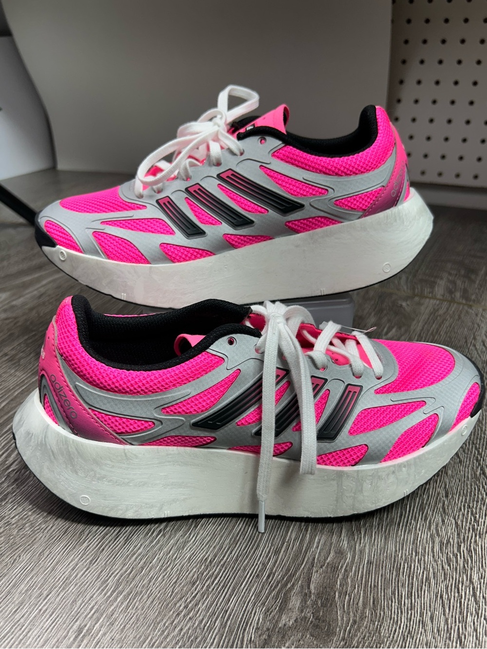 adidas Women's Adizero Aruku thick platform Running Shoes - Hot Pink and Gray